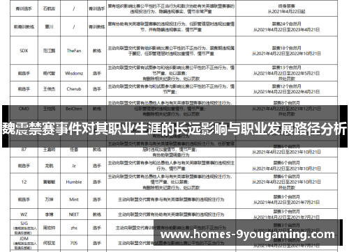 魏震禁赛事件对其职业生涯的长远影响与职业发展路径分析
